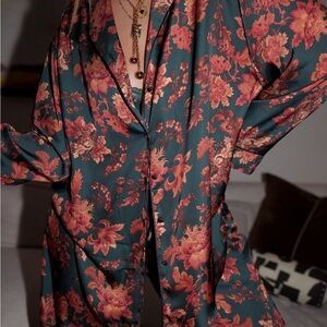 Elegant Floral Satin Pajama Set